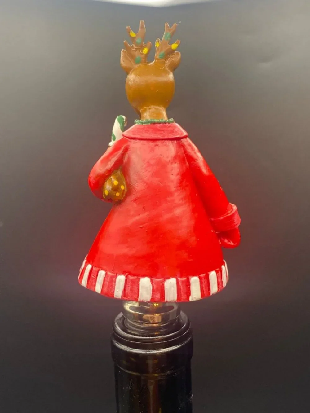 Reindeer in Red Coat Wine Stopper